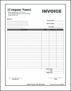 Blank Invoice Template Free Printable