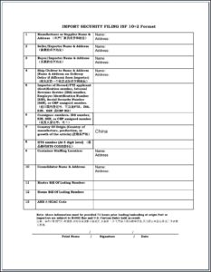 Blank Isf Filing Form
