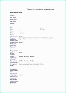 Blank Resume Form Templates