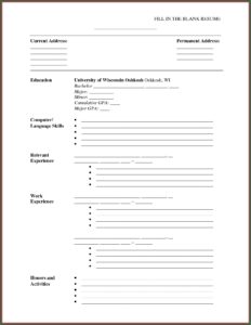 Blank Resume Printouts