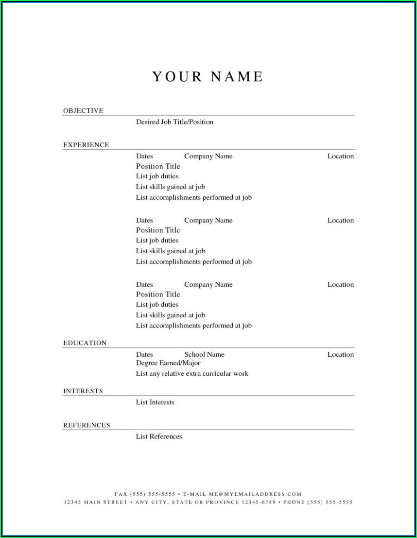 Blank Resume Templates Free Download
