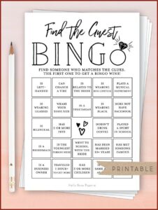 Bridal Bingo Printable