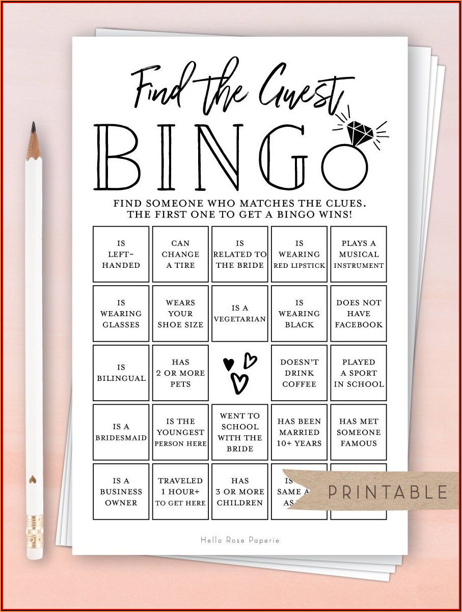 Bridal Bingo Printable
