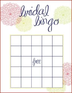 Bridal Bingo Template