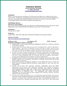Business Intelligence Data Warehousing Sample Resume