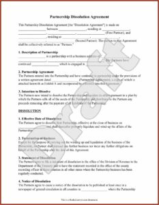 Business Partnership Dissolution Agreement Template Free