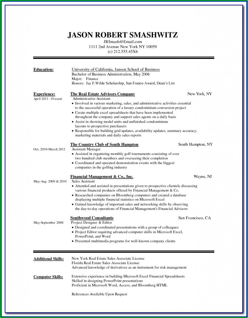 Business Resume Template Free