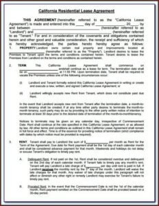 California Residential Lease Agreement Form Pdf