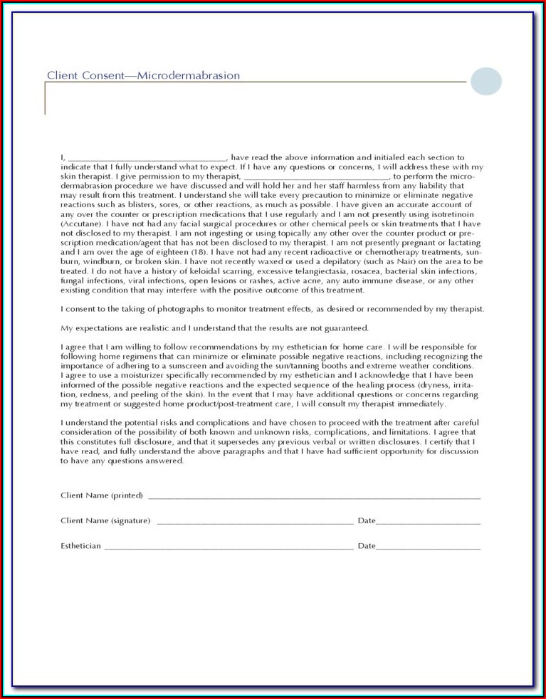 Chemical Peel Consent Form Template