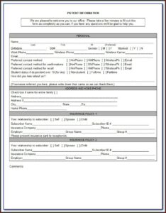 Chiropractic New Patient Forms Template