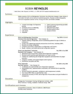 Commercial Hvac Installer Resume
