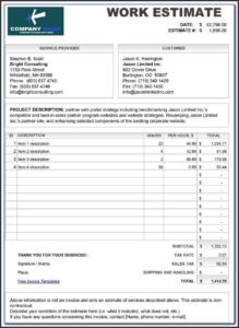 Construction Estimate Sample Form