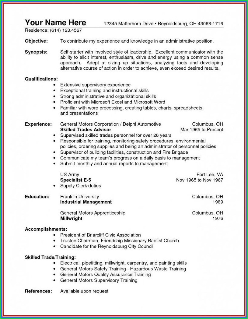 Construction Worker Resume Samples Free