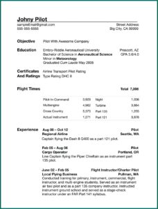 Corporate Pilot Resume Template