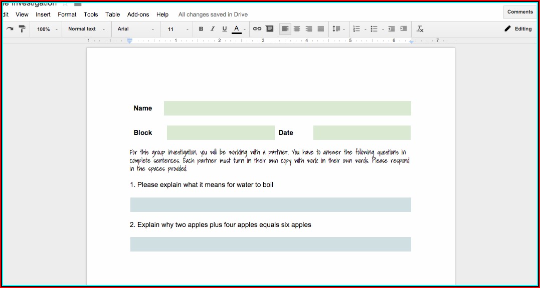 Creating Fillable Forms In Google Docs