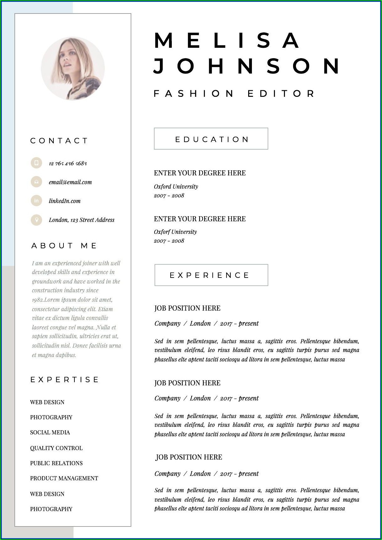 Curriculum Vitae (cv) Template