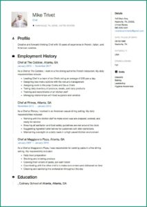 Cv Template For Chef De Partie