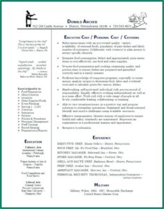 Cv Template For Sous Chef