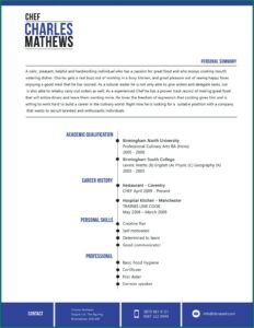 Cv Template Word For Chef