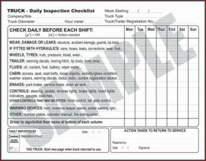 Daily Vehicle Inspection Checklist Form