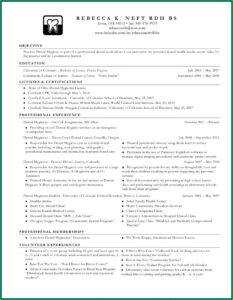 Dental Hygienist Resume Template Free