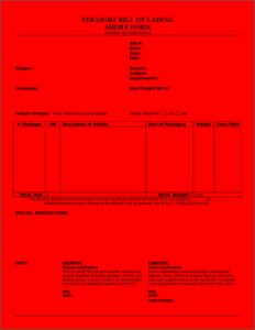 Dot Bill Of Lading Form