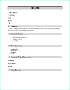 Download Job Resume Format Pdf