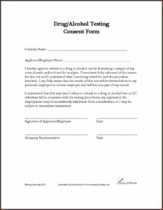 Drug Test Form For Employment