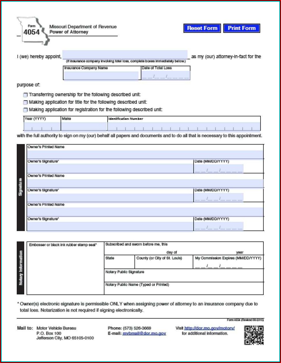 Durable Financial Power Of Attorney Form Missouri