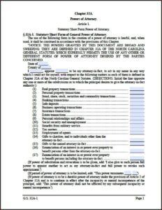 Durable Financial Power Of Attorney Form Nc