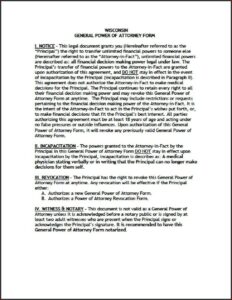 Durable Financial Power Of Attorney Form Wisconsin