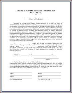 Durable Power Of Attorney For Healthcare Form