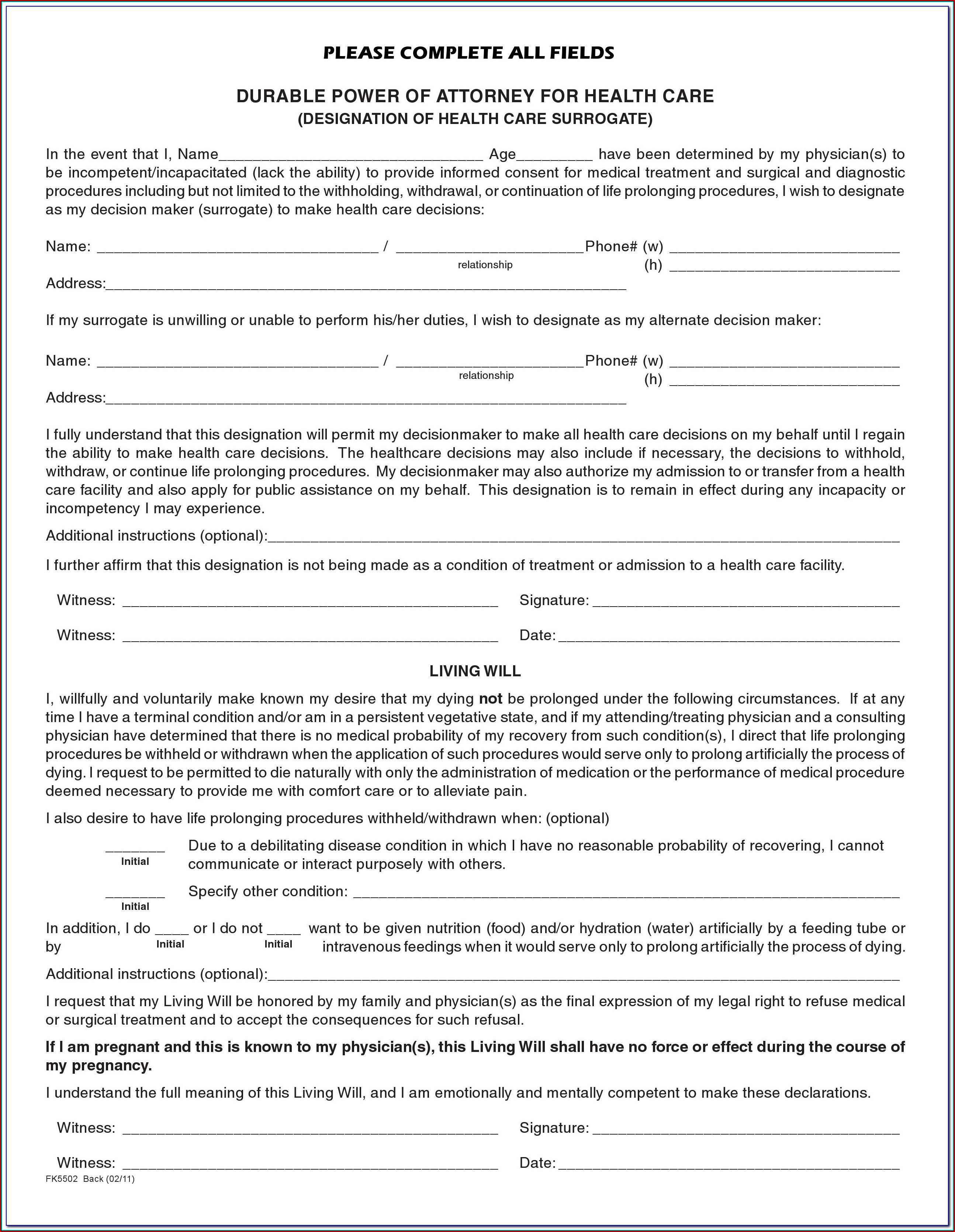 Durable Power Of Attorney For Healthcare Form Kansas