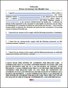 Durable Power Of Attorney Form Nebraska