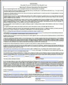 Durable Power Of Attorney Tennessee Form Free