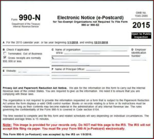 E Postcard File Your Electronic Irs Form 990 N