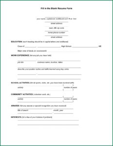 Easy Resume Fill In The Blanks