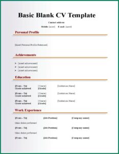 Empty Cv Template Doc