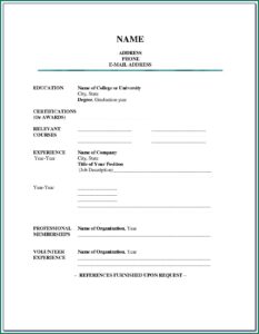 Empty Resume Template Pdf