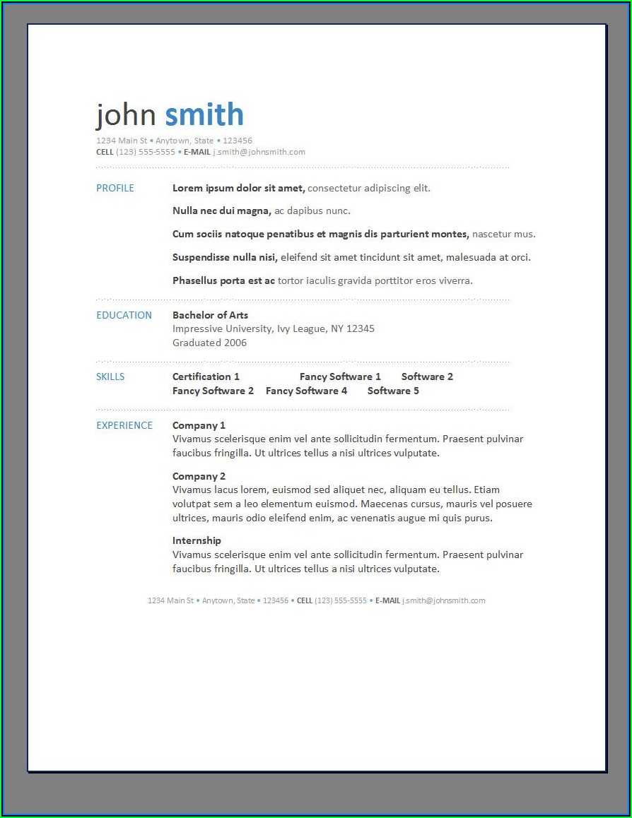 Entry Level Resume Template Free