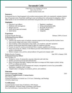 Entry Level Security Guard Resume Templates