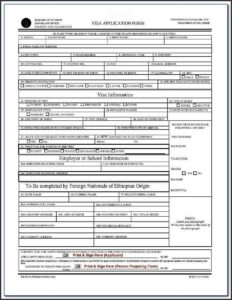 Ethiopian Consulate Visa Application Form Dubai