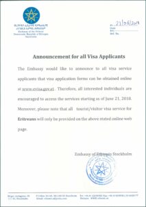 Ethiopian Embassy Visa Application Form For Eritrean
