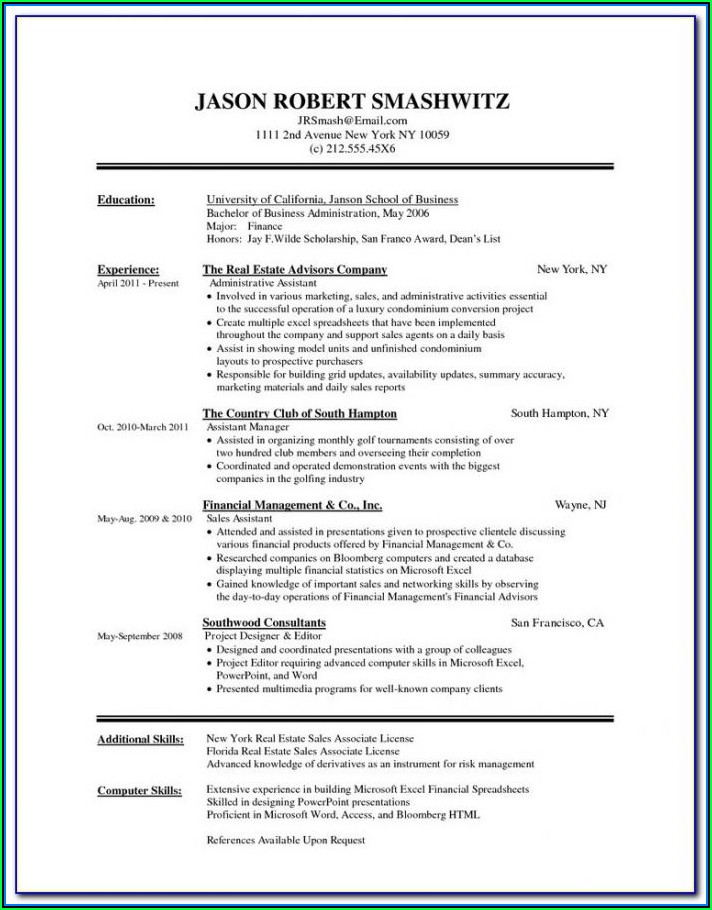 Example Executive Resume Format