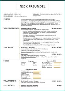 Example Of Digital Marketing Resumes