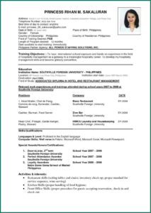 Examples Of Resume Format For Professionals