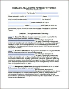 Financial Power Of Attorney Form Nebraska