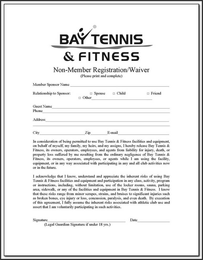 Fitness Waiver And Release Form Template Australia