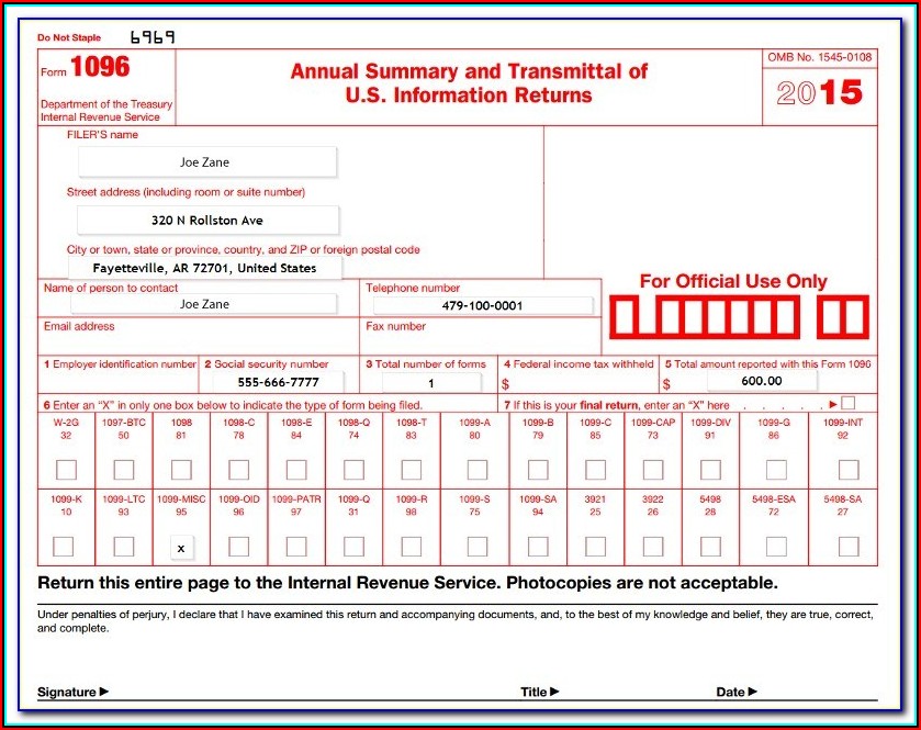 Free Printable 1096 Form Printable Templates