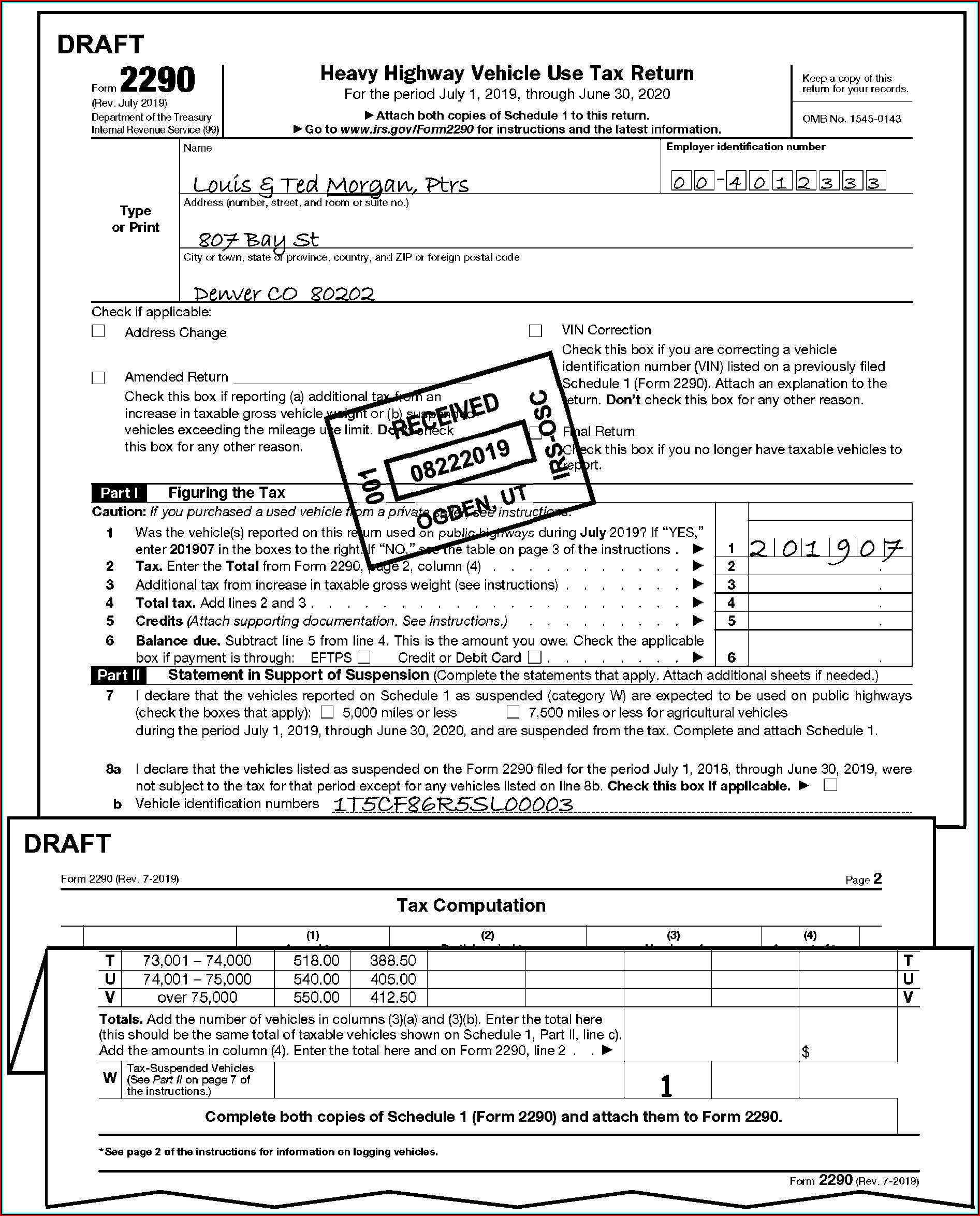 Form 2290 Instructions July 2017